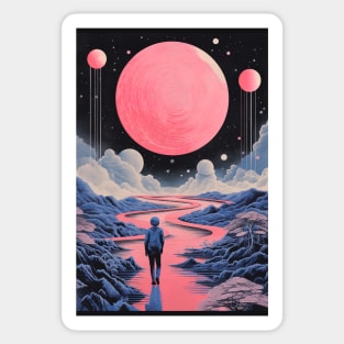 Solitary Person Gazing at the Celestial Night Sky Sticker